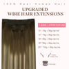 Picture of GOO GOO Wire Hair Extensions Human Hair, 3/8/613 Walnut Brown with Ash Brown and Bleach Blonde Balayage 16inch 125g, Invisible Wire Hair Extensions with Transparent, Seamless Fish Line Hairpiece
