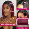 Picture of HIRIREMY Ombre 99J Burgundy Lace Front Bob Wigs Human Hair 13x4 HD Lace Frontal Wigs Glueless Short Straight Bob Wigs for Black Women Human Hair Pre Plucked Natural Hairline 1B/99J 12 Inch