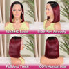 Picture of HIRIREMY Ombre 99J Burgundy Lace Front Bob Wigs Human Hair 13x4 HD Lace Frontal Wigs Glueless Short Straight Bob Wigs for Black Women Human Hair Pre Plucked Natural Hairline 1B/99J 12 Inch