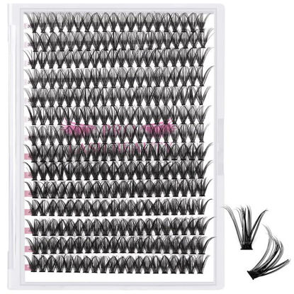Picture of 280 Pcs Individual Lashes 30D+40D Mixed Lash Clusters 14 Rows Cluster Lashes that Look Like Eyelash Extensions DIY Lash Extension Self Application At Home (30+40-C-18)