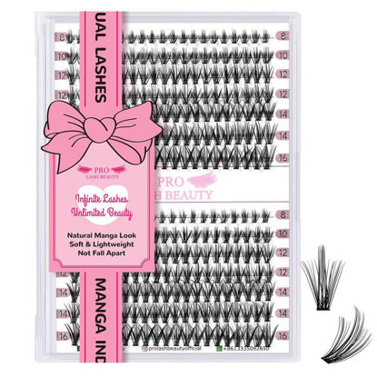Picture of 280 Pcs Individual Lashes 30D Mixed Lash Clusters Devil Style Lashes That Look Like Eyelash Extensions Wispy Lashes DIY Individual Lashes At Home (30D-D-8-16mix,Manga)