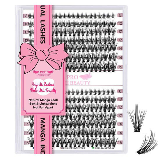 Picture of 280 Pcs Individual Lashes 30D Mixed Lash Clusters Devil Style Lashes That Look Like Eyelash Extensions Wispy Lashes DIY Individual Lashes At Home (30D-D-8-16mix,Manga)