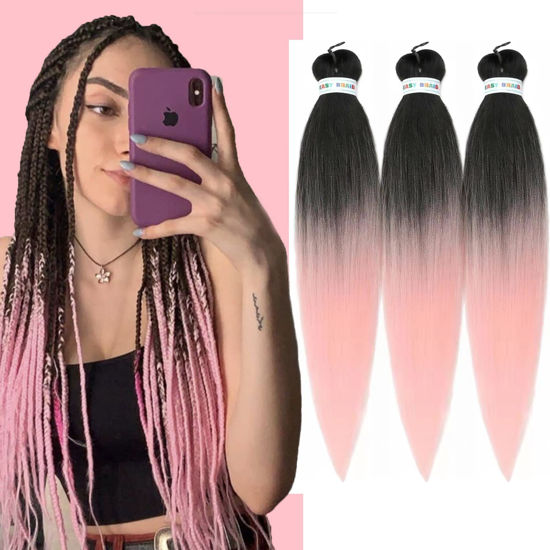 GetUSCart- Gozill Pink Ombre Braiding Hair Pre Stretched Kanekalon Box ...