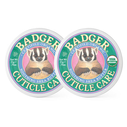 Picture of Badger Organic Cuticle Care Balm - Natural Nail Care Cream with Shea Butter, Vitamin-Rich Seabuckthorn Extract Helps Strengthen, Soothe&Restore Splitting Cuticles - Light Citrus Scent - .75oz (2 Pack)