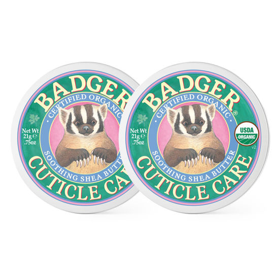 Picture of Badger Organic Cuticle Care Balm - Natural Nail Care Cream with Shea Butter, Vitamin-Rich Seabuckthorn Extract Helps Strengthen, Soothe&Restore Splitting Cuticles - Light Citrus Scent - .75oz (2 Pack)