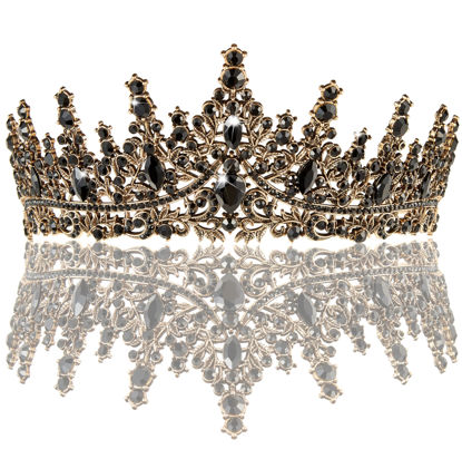Picture of Black Crown for Women Crystal Princess Tiaras Rhinestone Queen Crowns Wedding Bridal Hair Accessories Birthday Prom Pageant Party Coming of Age Ceremony Photo Props (Black2)