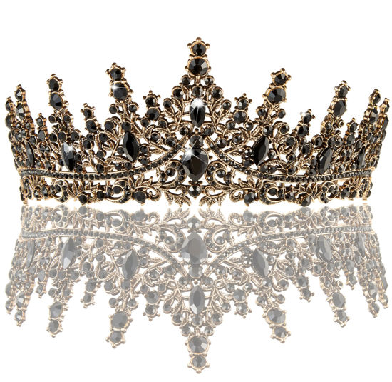 Picture of Black Crown for Women Crystal Princess Tiaras Rhinestone Queen Crowns Wedding Bridal Hair Accessories Birthday Prom Pageant Party Coming of Age Ceremony Photo Props (Black2)