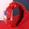Picture of MOLOCH American Flag Headband 4th of July Headband Red White Blue USA Stars Knotted Headband for Women Rhinestone Crystal Patriotic Hairband Party Hair Accessory Stars