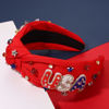 Picture of MOLOCH American Flag Headband 4th of July Headband Red White Blue USA Stars Knotted Headband for Women Rhinestone Crystal Patriotic Hairband Party Hair Accessory Stars
