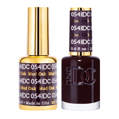 Picture of DND DC Gel Polish Set, Brown Collection, UV/LED Gel Polish and Air Dry Nail Lacquer, Matching Chip-Free Polish Duo, 054 Mud Oak, 0.5 Fl Oz