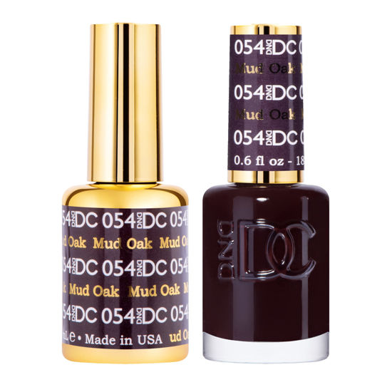 Picture of DND DC Gel Polish Set, Brown Collection, UV/LED Gel Polish and Air Dry Nail Lacquer, Matching Chip-Free Polish Duo, 054 Mud Oak, 0.5 Fl Oz