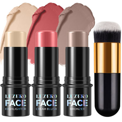 Picture of 3Pcs Contour Stick Kit, Shades with Highlighter Stick,Blush Stick and Bronzer Stick for Sculpt the Cheeks and Body,Matte Finish Series Face Stick Trio for Natural Look, NEUTRAL (#17, 20, 23)