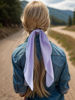 Picture of 3PCS Hair Scarf Scruncheis for Women Knotted Bow Hair Ties Elastic Bands Satin Hair Ribbon Scrunchy Red Ponytail Holder for Women and Girls (Blue Lilac Pink)