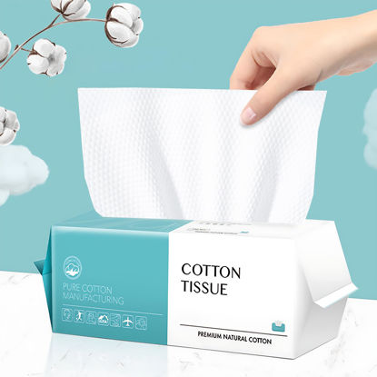 Picture of Disposable Face Towel 100 Count, Soft Cotton Facial Dry Wipes, Multi-Purpose for Skin Care, Makeup Remover, Face Wipes and Facial Cleansing