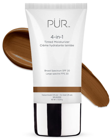 Picture of PUR Beauty 4-in-1 Tinted Moisturizer with SPF 20 - Hydrating Skin Tint Face Moisturizer, Primer & Foundation with Shea Butter, Aloe Vera & Vitamin B3 - Vegan Friendly, Paraben Free (Dark Almond)