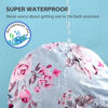Picture of INNELO Luxury Shower Cap for Women Reusable Waterproof, Double Layered Shower Hair Cap with Adjustable Elastic Strap, Large Satin Lined Shower Bath Cap for Long Curly Straight Hair, Blue-Flower