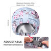 Picture of INNELO Luxury Shower Cap for Women Reusable Waterproof, Double Layered Shower Hair Cap with Adjustable Elastic Strap, Large Satin Lined Shower Bath Cap for Long Curly Straight Hair, Blue-Flower