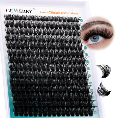 Picture of Lash Clusters Fluffy Cluster Lashes Extensions Thick 280pcs D Curl Eyelash Clusters DIY At Home Individual Lashes Extension by GEMERRY（80P-10-18mm)