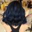 Picture of AISI HAIR Synthetic Wavy Bob Wig with Bangs, Dark Blue, 21-23 Inches