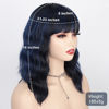 Picture of AISI HAIR Synthetic Wavy Bob Wig with Bangs, Dark Blue, 21-23 Inches