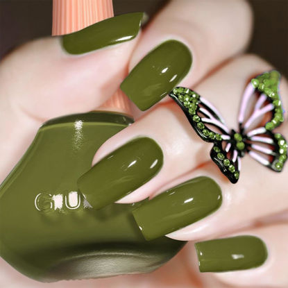 Picture of COSMOO Olive Green Nail Polish, 12ml Olive Quick Dry Nail Lacquer for Nail Art Varnish, 0.41 fl oz