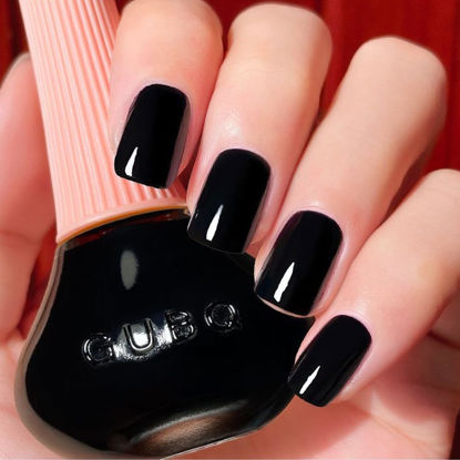 Picture of COSMOO Solid Black Nail Polish, 12ml Black Quick Dry Nail Lacquer, 0.41 fl oz
