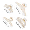 Picture of Mehayi 4 PCS Large Pearl Hair Claw Clips for Women Girls, Hair Barrette Clamps for Thick Thin Hair, Fashion Hair Accessories Headwear Styling Tools for Party Wedding