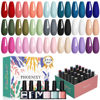 Picture of PHOENIXY 24 PCS Gel Nail Polish Set, Spring 21 Colors Gel Nail Polish Kit with Base Glossy Matte Top Coat Black Gray Red Nail Polish Set Nail Kit Gifts for Women