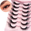 Picture of Yasnai Fox Lashes False Eyelashes Fluffy Volume Lashes Wispy Cat Eye Fake Lashes Natural Eyelashes 7 Pairs Pack