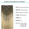 Picture of DOORES Human Hair Extensions, Ash Brown to Platinum Blonde 24 Inch 7pcs 120g, Remy Hair Extensions Clip in Human Hair Extensions For Women Clip in Natural Hair Extensions Thick Silky Straight