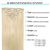 Picture of DOORES Human Hair Extensions, Platinum Blonde 12 Inch 7pcs 80g, Clip in Hair Extensions Real Human Hair Remy Hair Extensions Clip in Human Hair Extensions Human Hair Natural Silky Straight