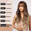 Picture of Honygebia Light Brown Wig with Bangs - Long Ombre Wavy Wigs for White Women, Ash White Synthetic Heat Resistant Hair, Natural Best Wigs for Halloween/Christmas/Cosplay/Party