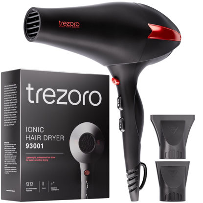 Picture of Professional Ionic Hair Dryer for Salon - 2200W Powerful Blow Dryer - Lightweight Travel for Normal & Curly Hair Includes Volume Styling Nozzle