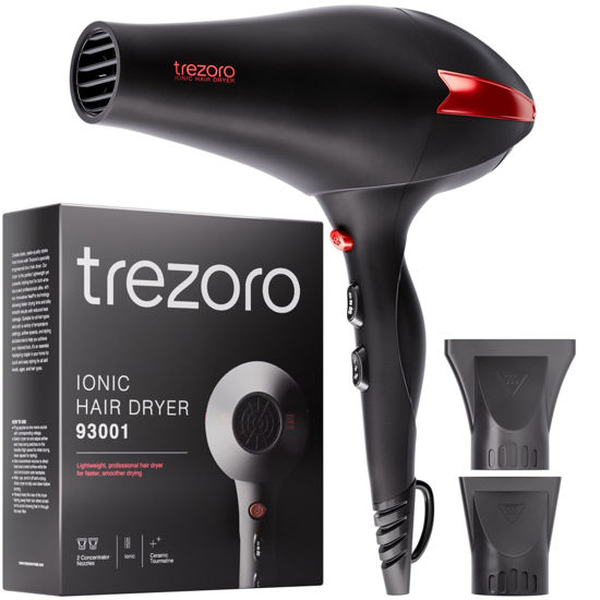 Picture of Professional Ionic Hair Dryer for Salon - 2200W Powerful Blow Dryer - Lightweight Travel for Normal & Curly Hair Includes Volume Styling Nozzle