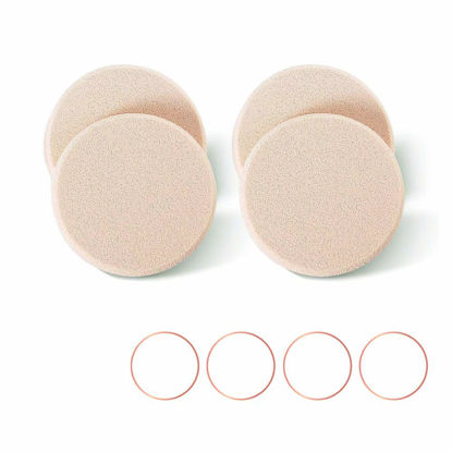 Picture of KOOBA 4pcs Round Makeup Sponges Supplement, Beauty Face Primer Compact Powder Puff, Blender Sponge Replacement for Cosmetic Flawless Foundation, Sensitive and All Skin Types