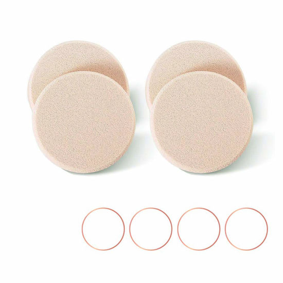 Picture of KOOBA 4pcs Round Makeup Sponges Supplement, Beauty Face Primer Compact Powder Puff, Blender Sponge Replacement for Cosmetic Flawless Foundation, Sensitive and All Skin Types