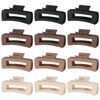 Picture of Sisiaipu 12 Pcs Large Hair Claw Clips for Thick Hair, 4.1 x 2.1 x 1.2 Inch, Square Hair Clips Jumbo Jaw Clips, Bulk Hair Accessories for Women and Girls - Brown