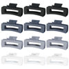 Picture of Sisiaipu Hair Claw Clips, 12 Pcs Large 4.1 Inch Extra Long Square Hair Clips for Thick Hair, Jumbo Jaw Clips, Bulk Hair Accessories for Women and Girls - Grey