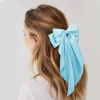 Picture of Big Hair Bows Silky Satin Hair Bows for Women - Sky Blue Long Tail Cute Hair Ribbon Coquette Barrettes for Girls