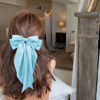 Picture of Big Hair Bows Silky Satin Hair Bows for Women - Sky Blue Long Tail Cute Hair Ribbon Coquette Barrettes for Girls