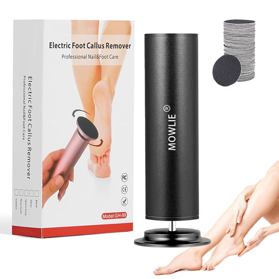 Picture of 1pc Professional Electric Foot File with 60 Pcs Sandpaper Discs,Electric Callus Remover for feet Pedicure Tool,Easy to Remove Cutin Dead Cracked Hard calluses (Black)