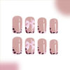 Picture of Press on Nails Medium Square Leopard French Tip Fake Nails with Bow Desings Nude Glue on Nails Glossy False Nails Press ons Acrylic Stick on Nails for Women 24 Pcs