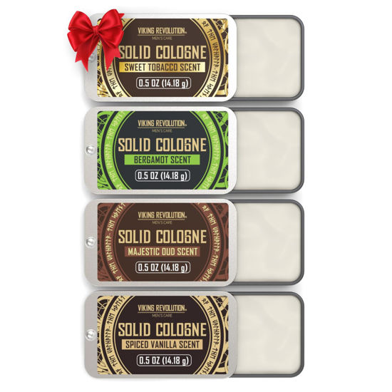 Picture of Viking Revolution 4 Pack Mens Colognes - 0.5 Oz Solid Perfume with Spiced Vanilla, Sweet Tobacco, Majestic Oud, Bergamot - Travel Wax Balm Cologne