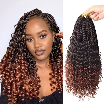 Picture of Goddess Box Braids Crochet Hair With Curly Ends 14 Inch Bohomian Box Braids Crochet Braids 8 Packs 3X Crochet Braids Synthetic Braiding Hair Extension for Black Women (14 Inch (Pack of 8), T350)…