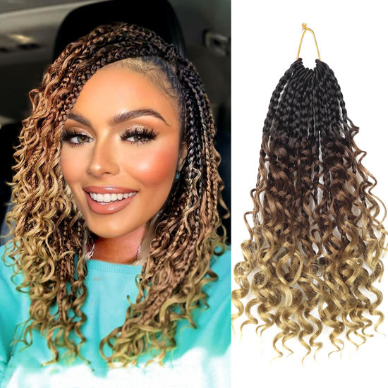 Picture of Goddess Box Braids Crochet Hair With Curly Ends 8 Inch Bohomian Box Braids Crochet Braids 1 Packs 3X Crochet Braids Synthetic Braiding Hair Extension for Black Women (8 Inch (Pack of 1), 4-30-27)……
