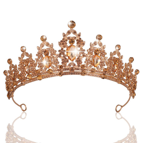 Picture of Kamirola - Queen Crown and Tiaras Princess Crown for Women and Girls Crystal Headbands for Bridal, Princess for Wedding and Party（01） (Gold(light))