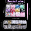Picture of 3D Nail Charms Set, Color Blossom Flower Bow Moon Heart Star Nail Art Charms, Half Round Pearl & Flatback Gems AB, Hollow Butterfly Alloy Nail Art Supplies DIY Accessories