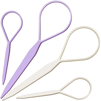 Picture of Teenitor 4pcs Pony Tail Hair Tools, 2 Pairs Hair Loop Styling Tool Ponytail Hair Pull Through Tool French Braiding Hair Tool, Hair Loop Styling Tool Hair Accessories for Women Girls Light Purple/White