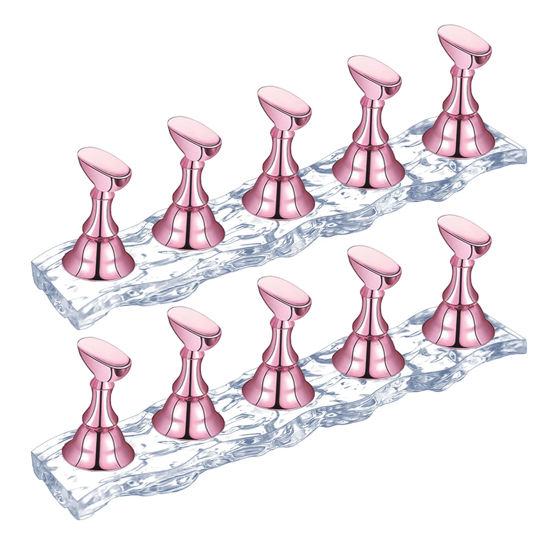 Picture of JUSTOTRY 2 Sets Nail Holder Stand for Press on Nails Display, Magnetic Fake Wave Shape Nails Holder and Painting Nails Practices, Beginner Acrylic Nail Salon Equipment and Decor