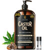 Picture of INFINA ESSENTIALS Pure Cold Pressed Castor Oil - Hexane Free, Glass Bottle for Hair Growth, Face, Scalp, Skin & Eyelashes - Nourishing and Moisturizing - 16 fl oz